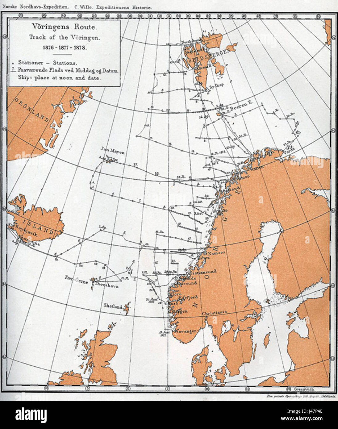 Il nord atlantico percorso di spedizione Foto Stock
