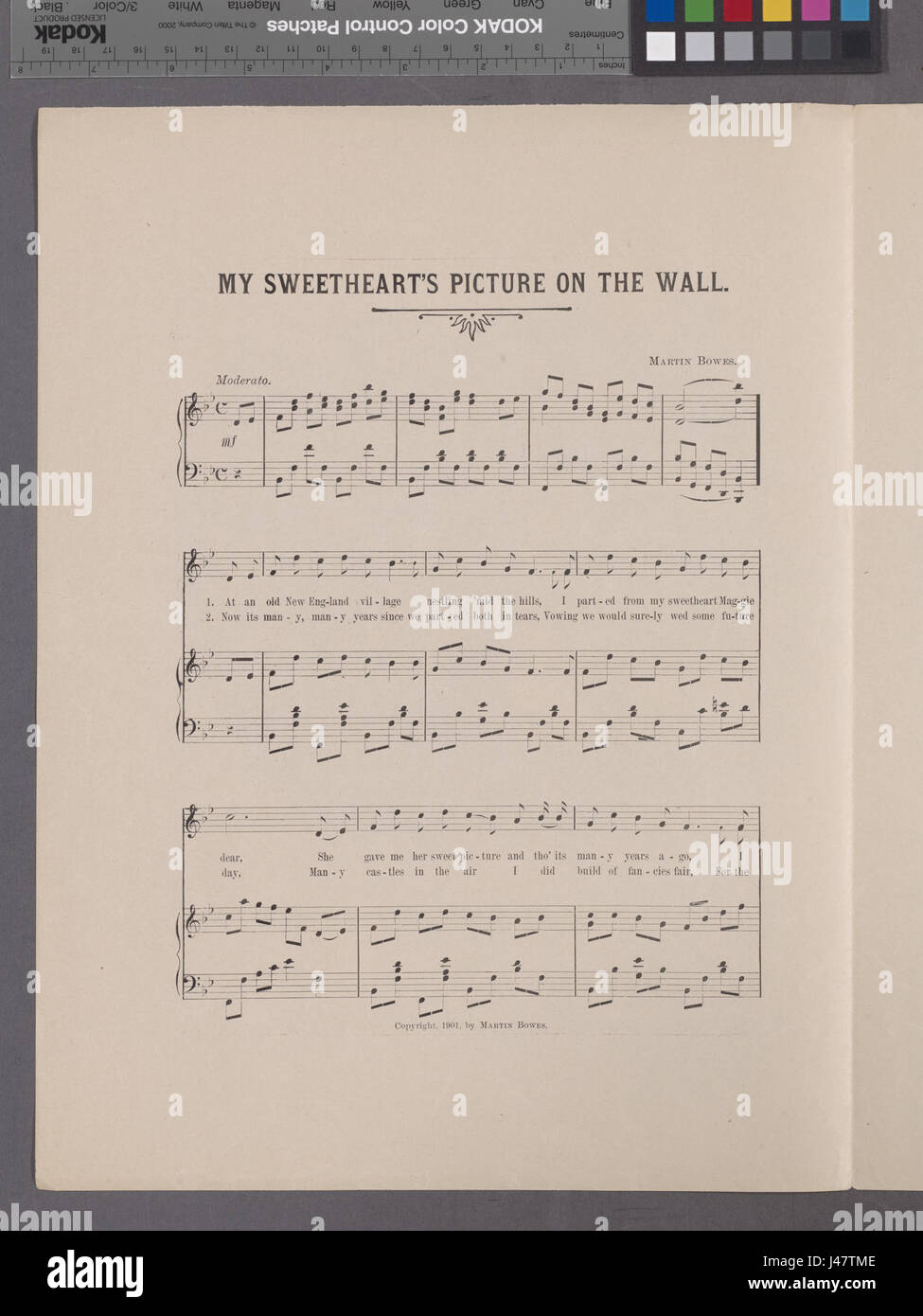 Questa immagine raffigura un quadro sentimentale di una fidanzata sul muro, un'illustrazione della collezione della New York Public Library, identificata da Ade 1931557. Foto Stock