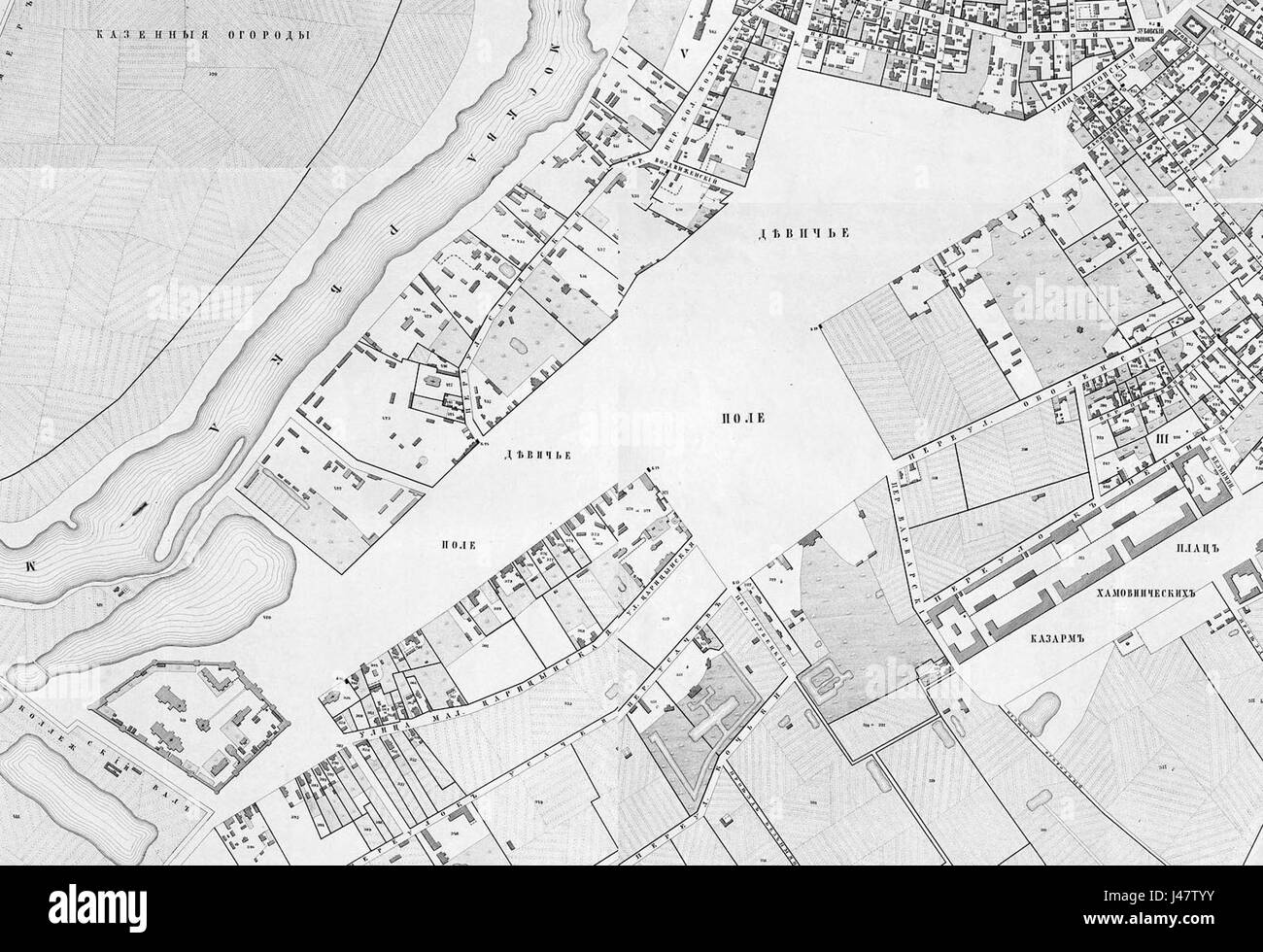 Mosca 1853 Mappa Devichye Pole Foto Stock