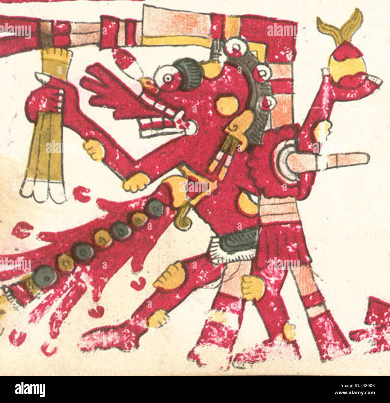 Miquiztlitecuhtli era il dio azteco della morte e degli inferi. Era al centro della religione e della mitologia azteca, simboleggiando la morte, l'aldilà e il culto ancestrale. Foto Stock