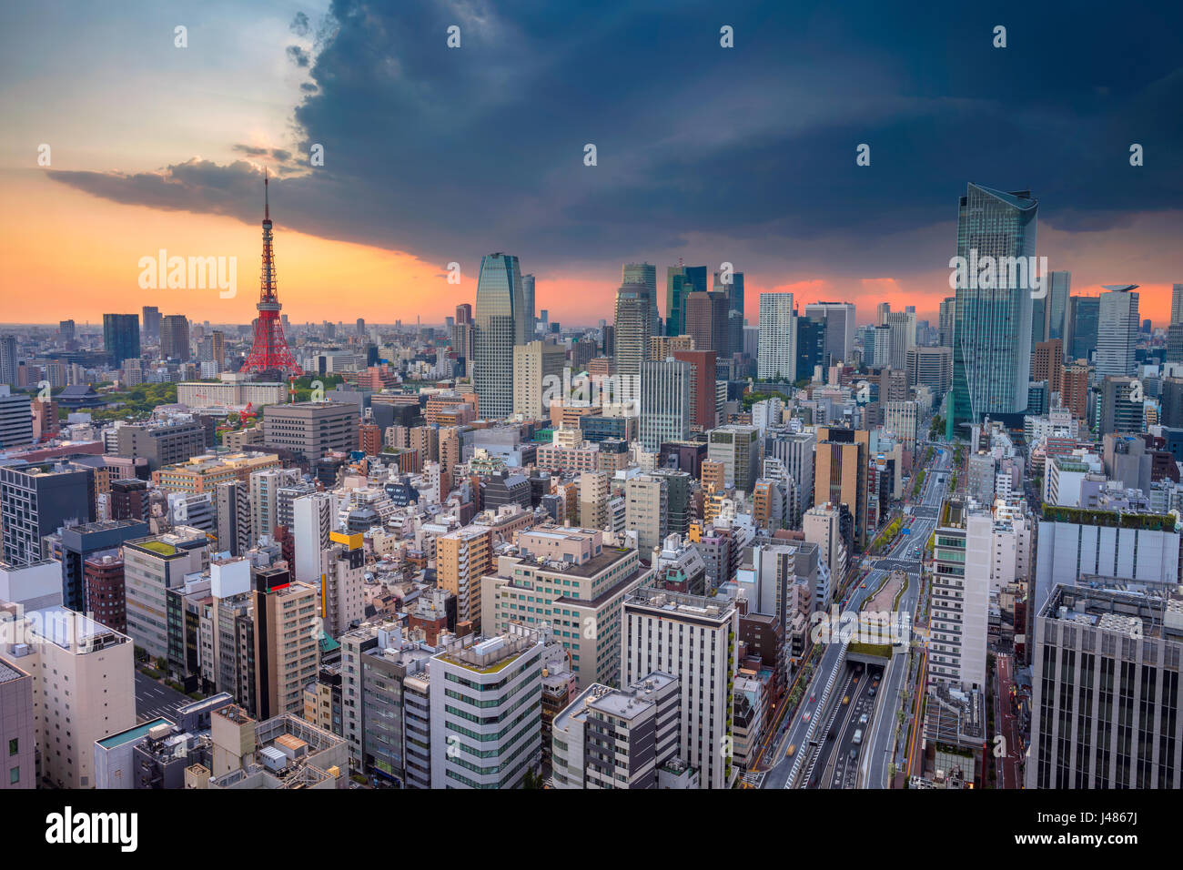Tokyo. Cityscape immagine di Tokyo, Giappone durante il tramonto. Foto Stock