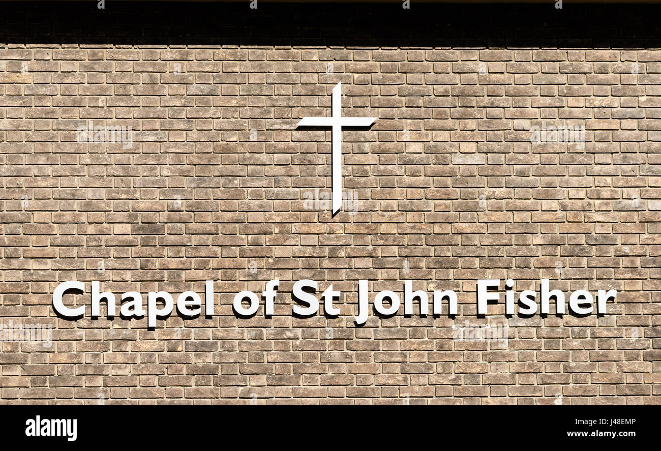 La cappella di San Giovanni Fisher, la cappellania cattolica presso l'Università di Cambridge, Inghilterra, Gran Bretagna. Foto Stock