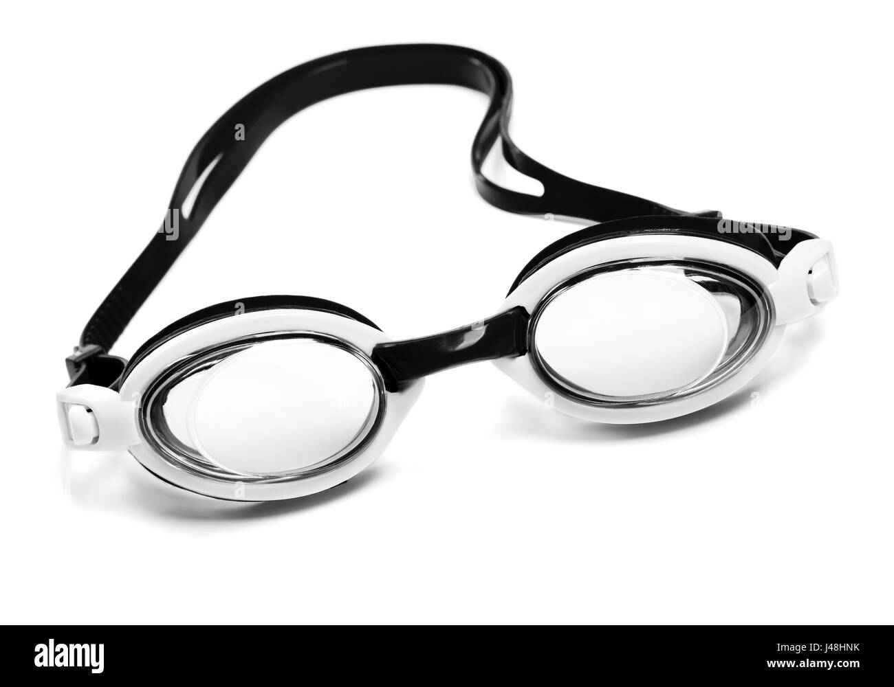 Bianco e nero occhiali per nuoto isolati su sfondo bianco Foto Stock