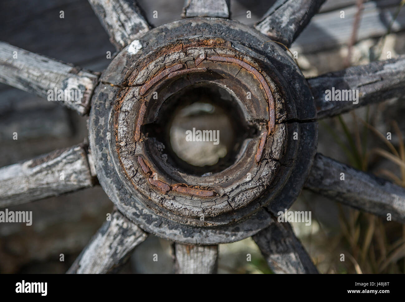 Antica ruota di legno Close-Up Foto Stock