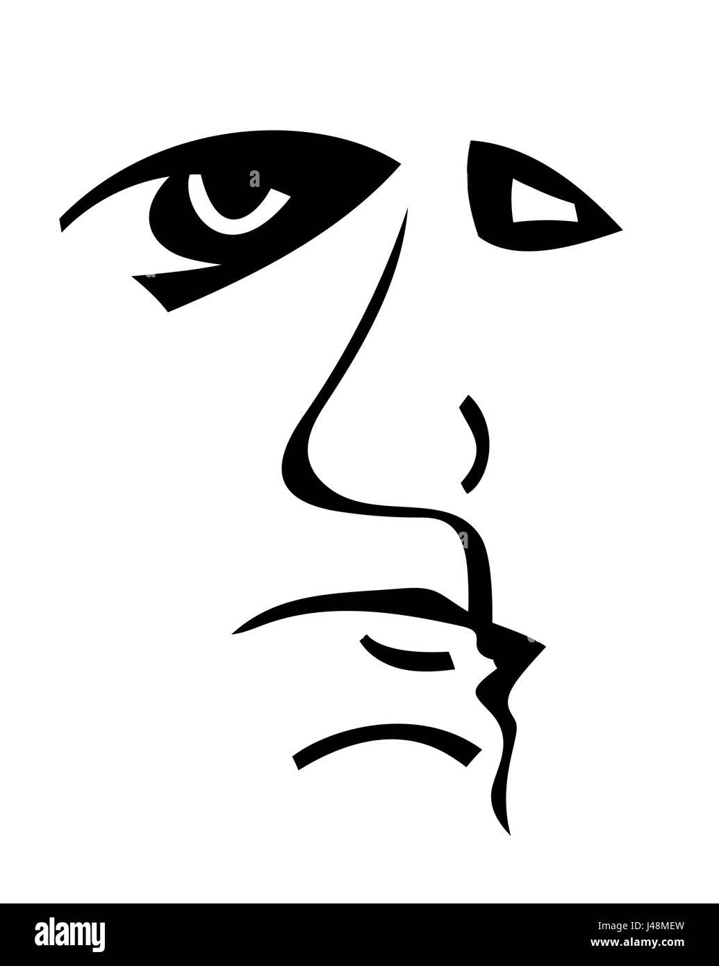 Vettore profilo silhouette uomo e donna faccia. Lo spazio negativo. Illustrazione Vettoriale