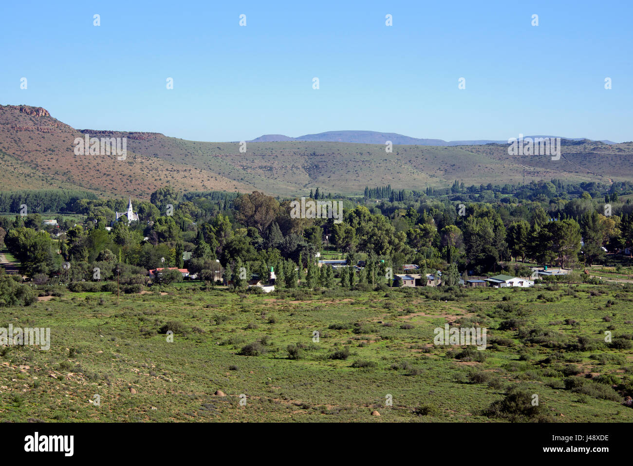 Vista panoramica Nieu Bethesda Karoo del Capo orientale del Sud Africa Foto Stock