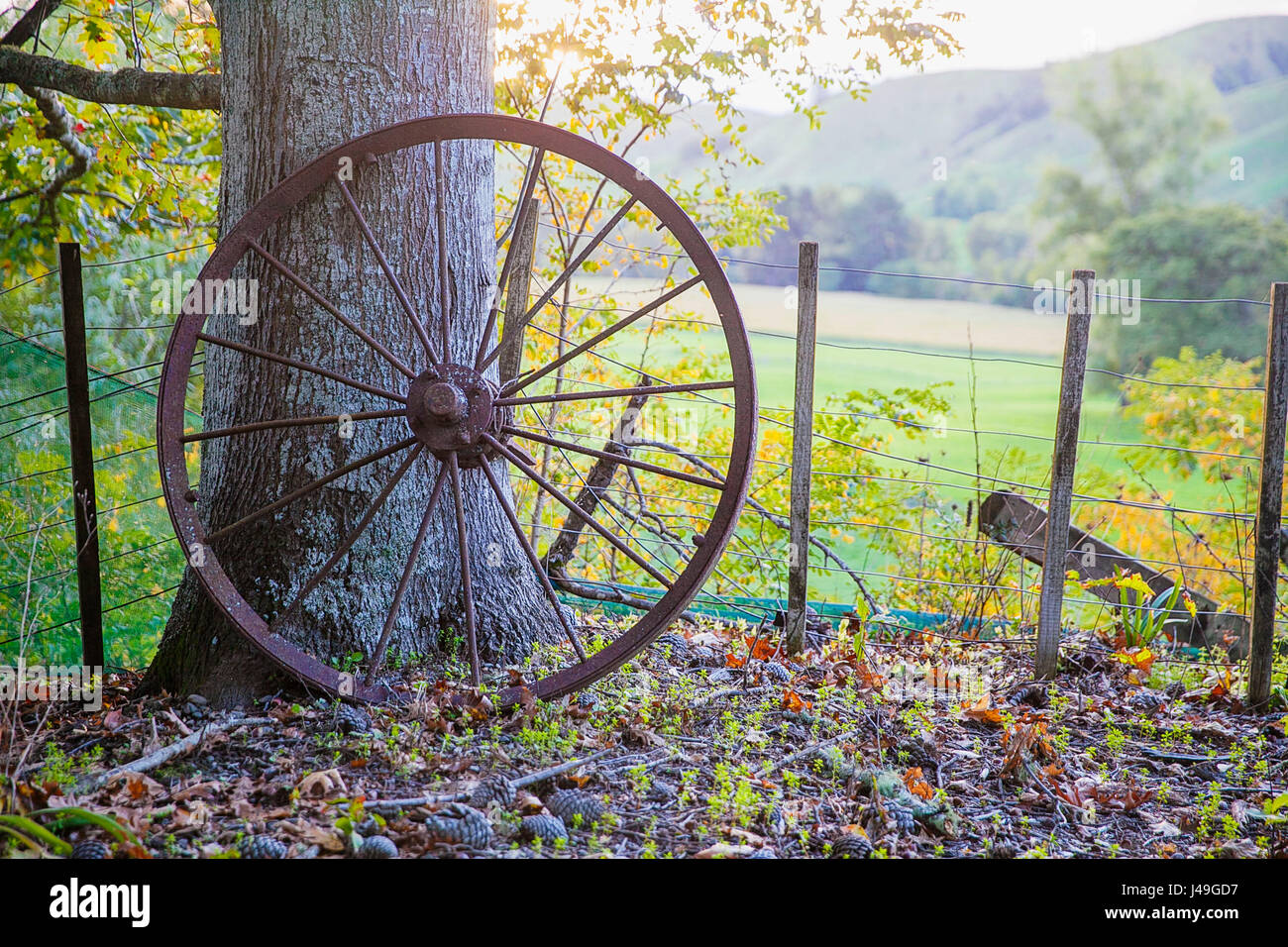 Vecchio appoggiate in metallo Foto Stock