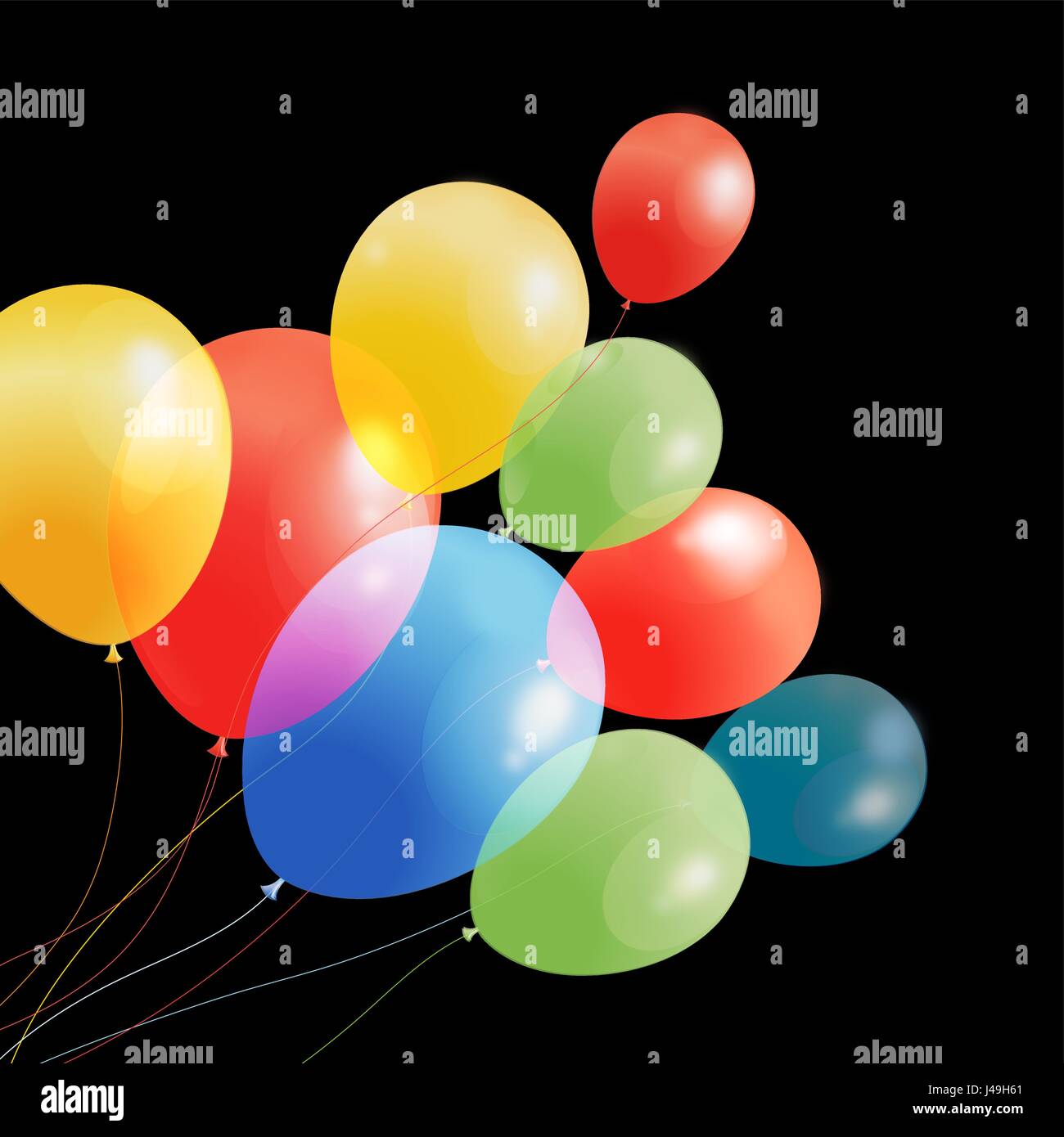 Luminoso multicolore vettore vacanze palloncini su sfondo scuro Illustrazione Vettoriale