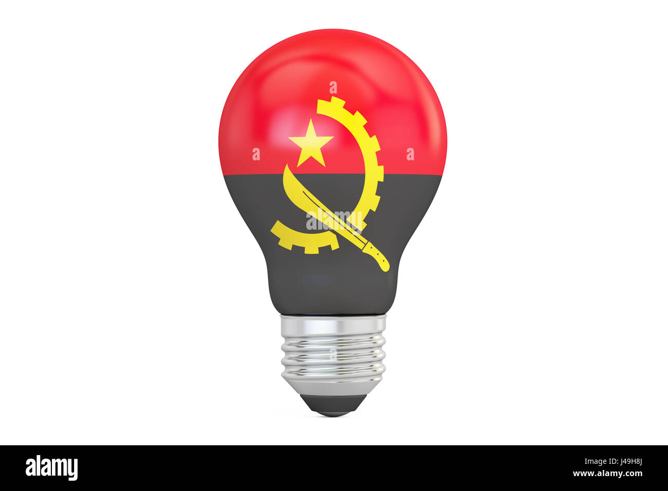 Lampadina con l'Angola bandiera, 3D rendering isolati su sfondo bianco Foto Stock