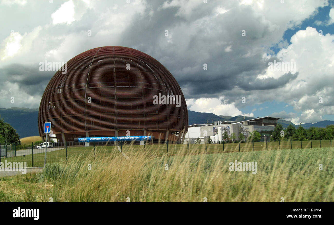 Globo della scienza e dell'innovazione, il CERN research center, Meyrin, Svizzera Foto Stock