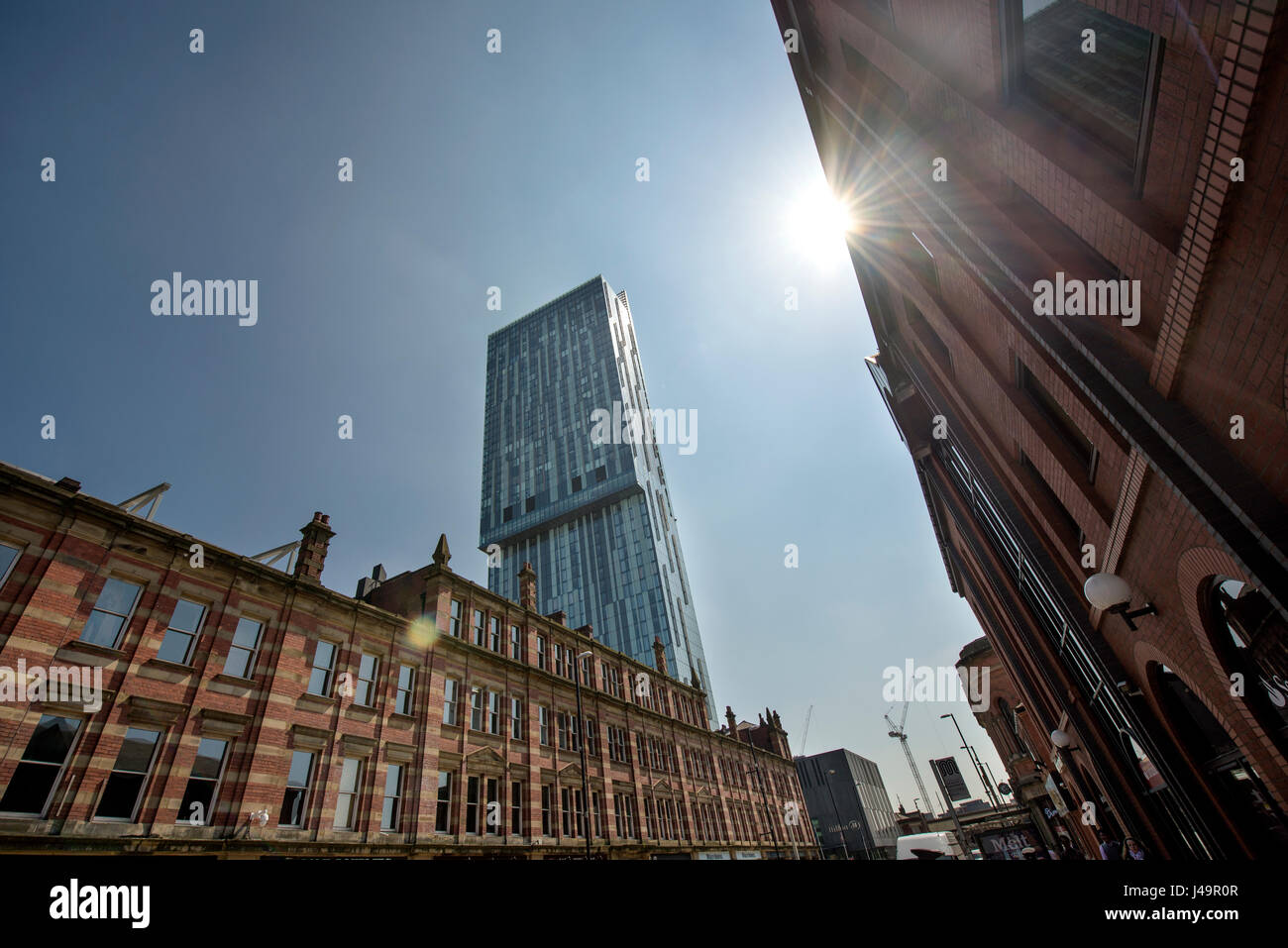 Beetham Tower da Deansgate, Manchester Foto Stock