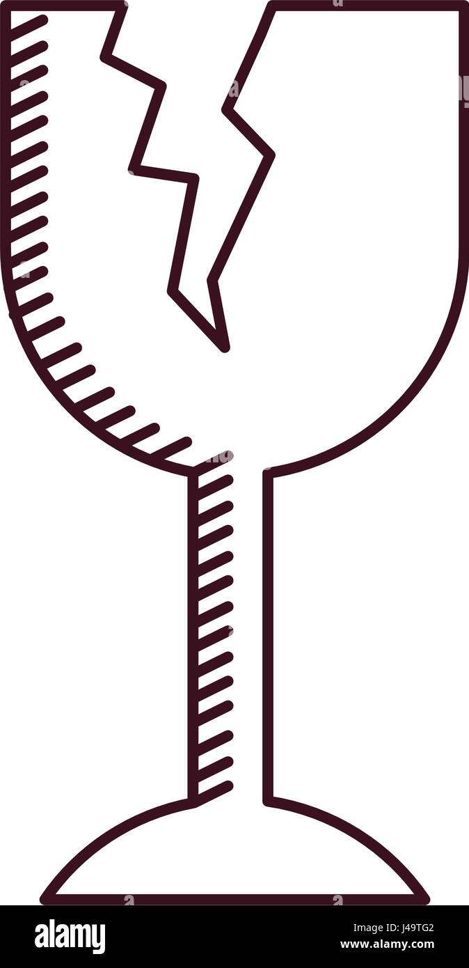 Silhouette monocromatiche di imballaggio fragili Simbolo rottura vetro del vino Illustrazione Vettoriale