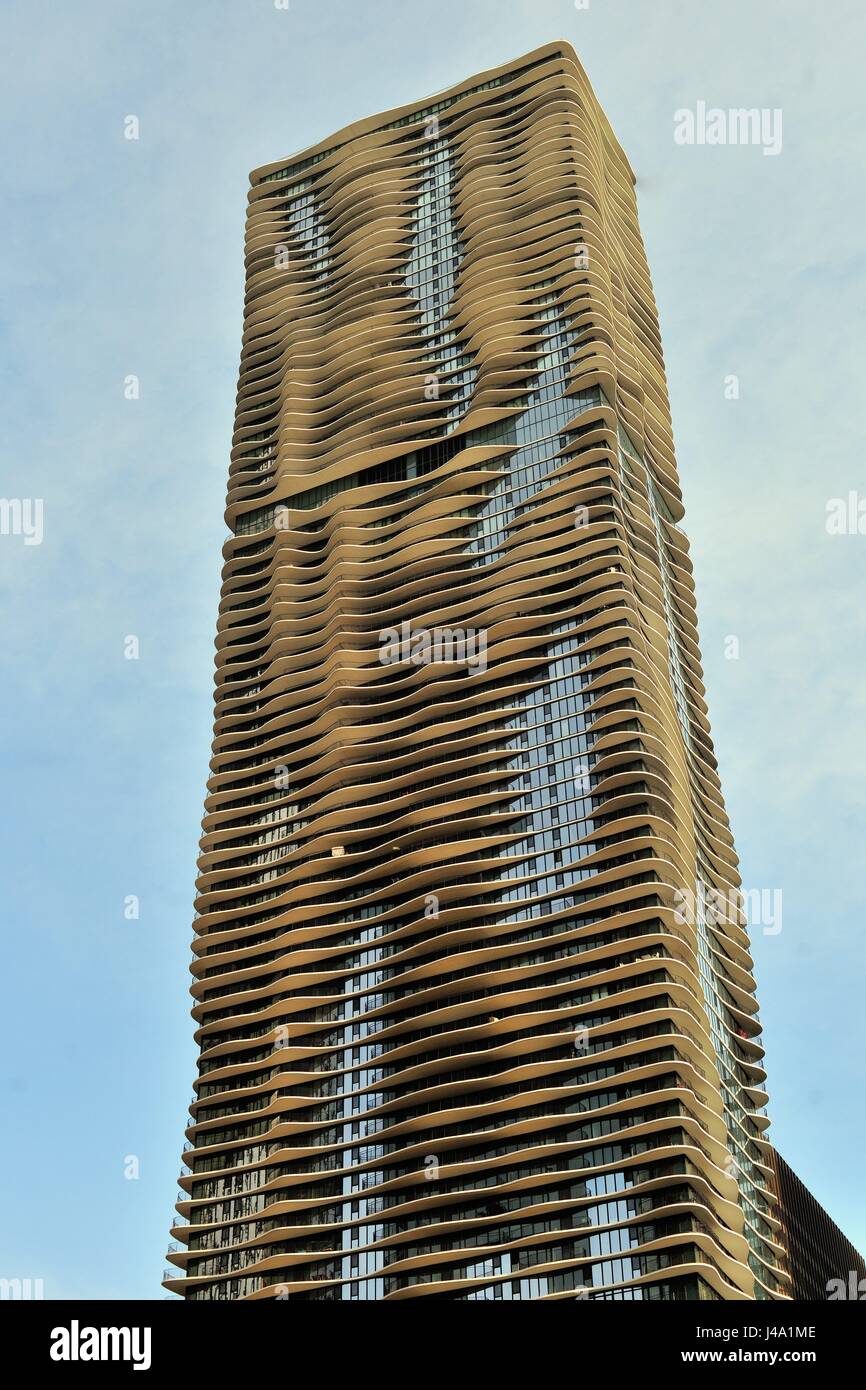 Chicago, Illinois, Stati Uniti d'America. Aqua, un utilizzo misto grattacielo residenziale di Chicago. Il 87 piani contiene appartamenti, appartamenti e camere in hotel. Foto Stock