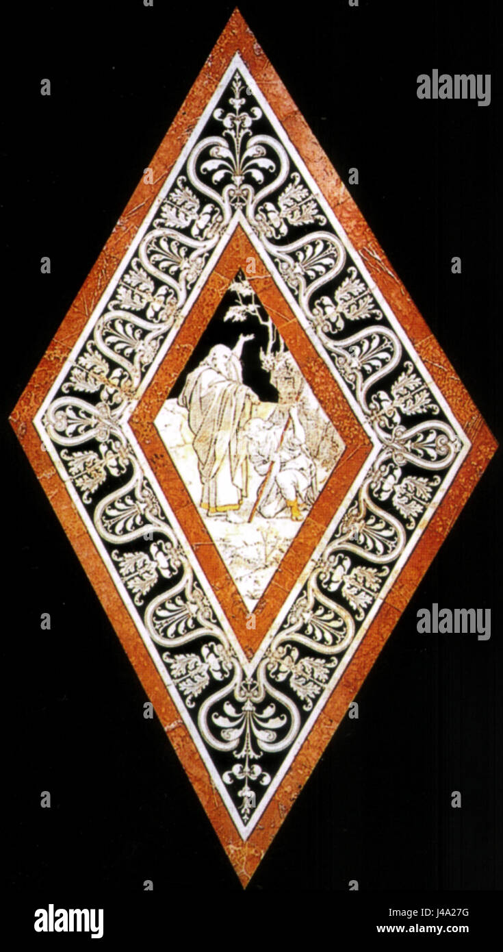 Questa frase si riferisce ad un progetto artistico o architettonico basato sul *Padiglione di Siena*, un disegno del pavimento in marmo di Siena, noto per la sua forma esagonale. Si tratta di un rinomato design italiano, spesso utilizzato in edifici storici e spesso associato alle ricche tradizioni architettoniche della regione. Foto Stock