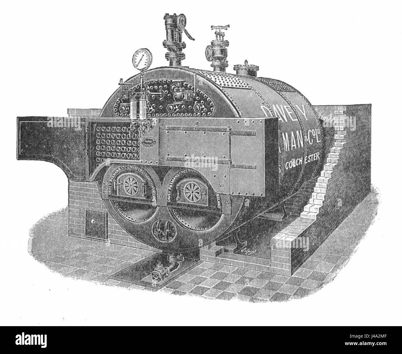 La caldaia Paxman, presente nei "motori moderni, Vol vi" di Rankin Kennedyâ, è un tipo di caldaia a vapore utilizzata nei motori industriali. È stato significativo per il suo design e l'efficienza nella produzione di energia durante la fine del XIX secolo e l'inizio del XX secolo. Foto Stock