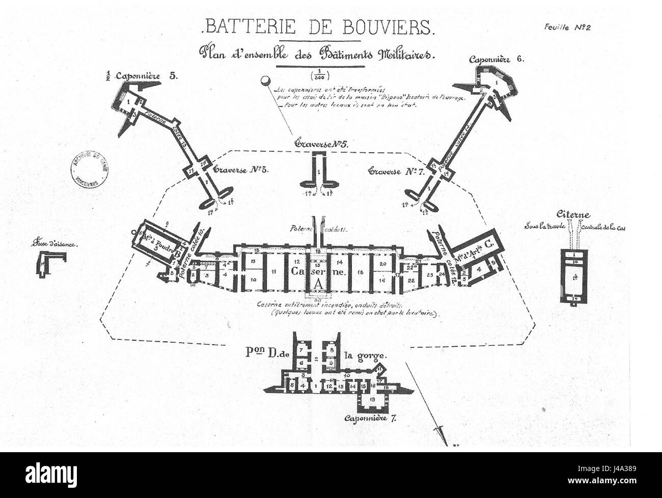 Il piano d'ensemble Batterie Bouviers Foto Stock