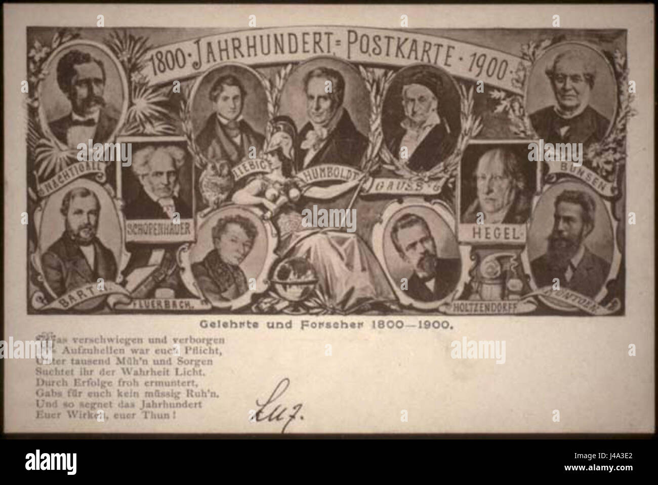 Postkarte Gelehrte und Forscher 1800 1900 Foto Stock