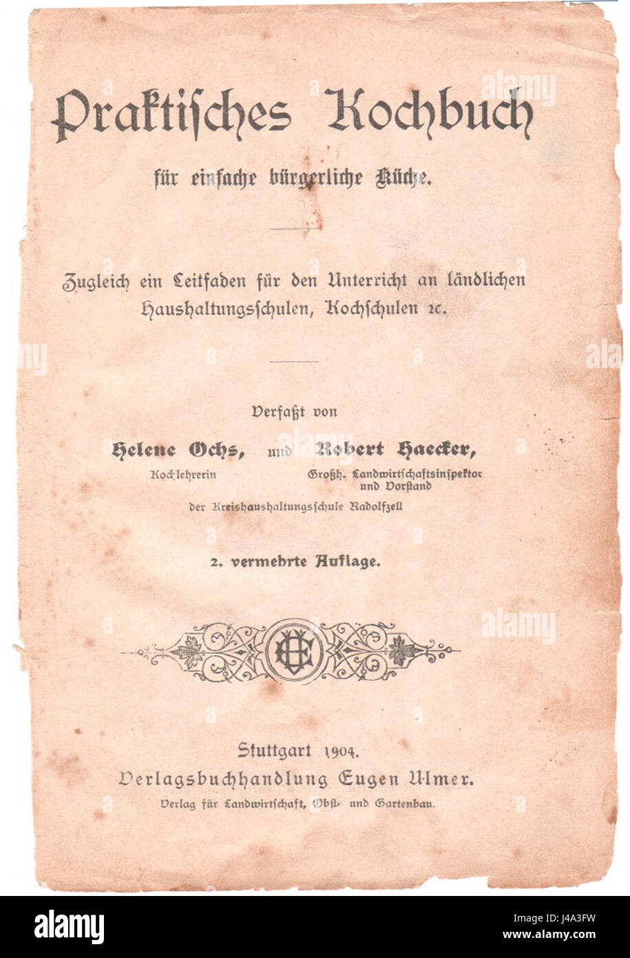 La copertina del "Praktisches Kochbuch fÃ¼r einfache bÃ¼rgerliche KÃ¼che", un libro di cucina tedesca incentrato sulla cucina di tutti i giorni. Il frontespizio presenta un design semplice e classico che riflette l'approccio pratico di cookbookâ alla cucina casalinga. Foto Stock