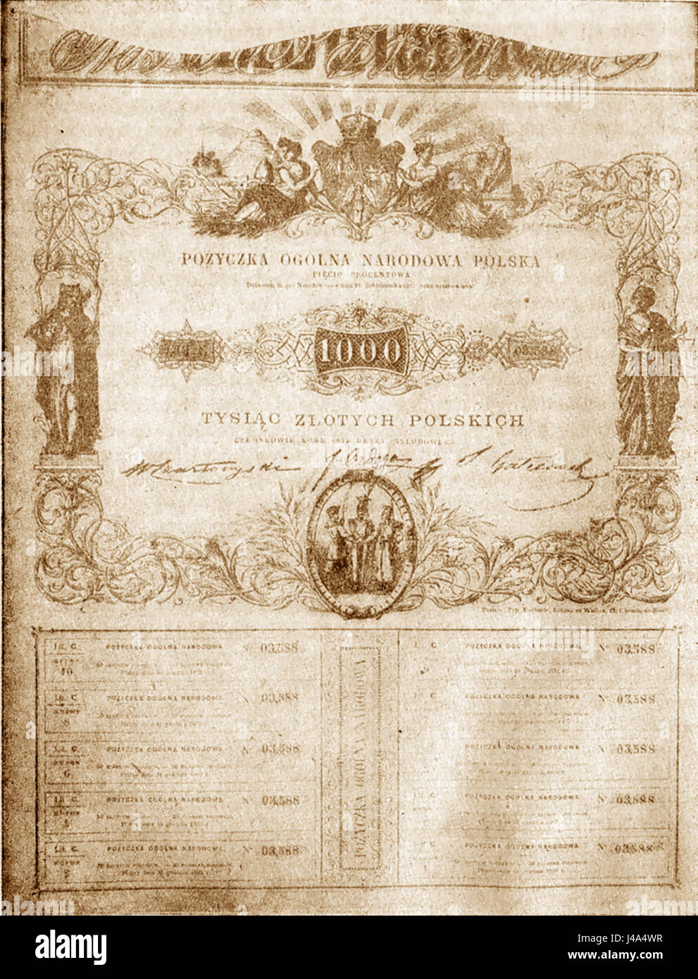 "Pozyczka narodowa" è un termine polacco che significa "prestito nazionale". Si riferisce a un prestito emesso dal governo per raccogliere fondi per progetti pubblici o per gestire il debito nazionale. Il concetto di "pozyczka narodowa” è parte integrante della finanza nazionale, in quanto consente ai governi di finanziare opere pubbliche su larga scala o di stabilizzare l'economia gestendo gli obblighi di debito. Foto Stock