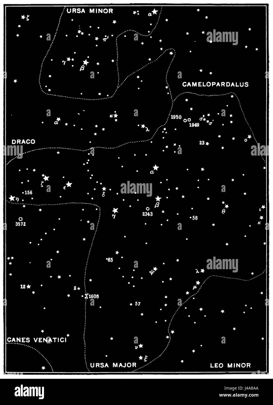 Questa mappa del PSM V47 D814 illustra le meraviglie del cielo notturno, mostrando oggetti celesti e costellazioni visibili durante un periodo di tempo specifico. Foto Stock