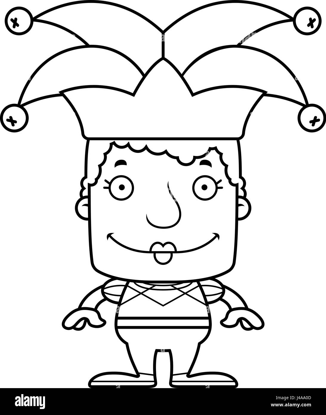 Un cartoon jester donna sorridente. Illustrazione Vettoriale