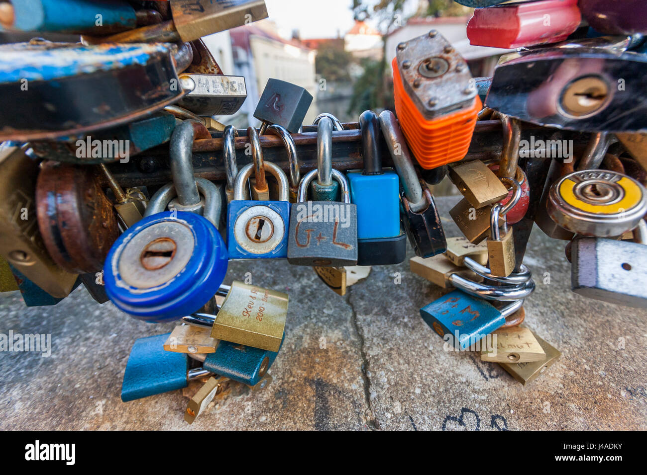 Bloccare ponte di Praga, Repubblica Ceca. Foto Stock