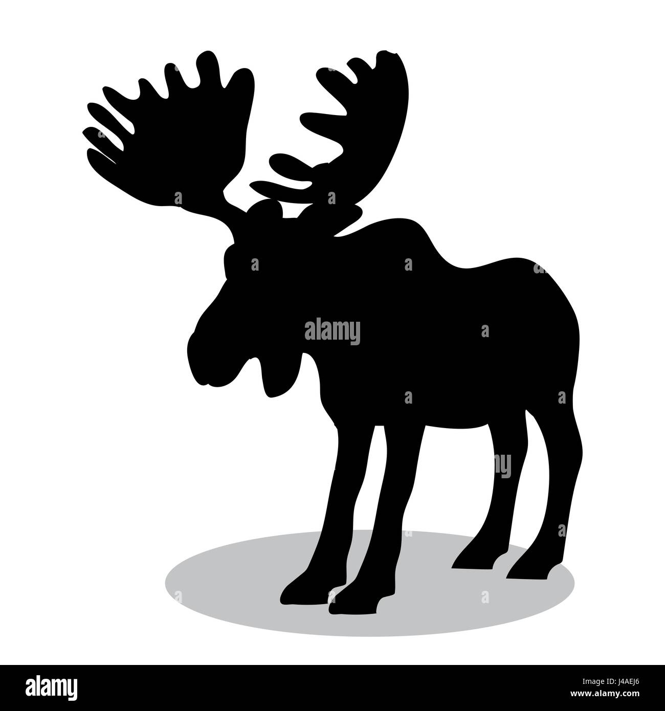 Elk mammifero nero animale silhouette Illustrazione Vettoriale
