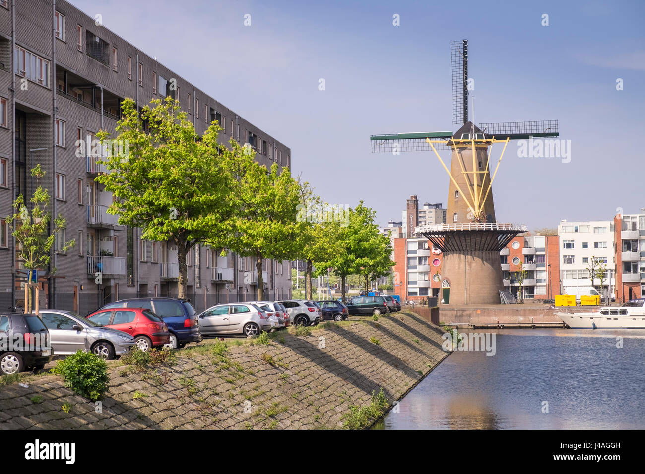 Il mulino a vento a Delfshaven, Rotterdam, Paesi Bassi. Foto Stock