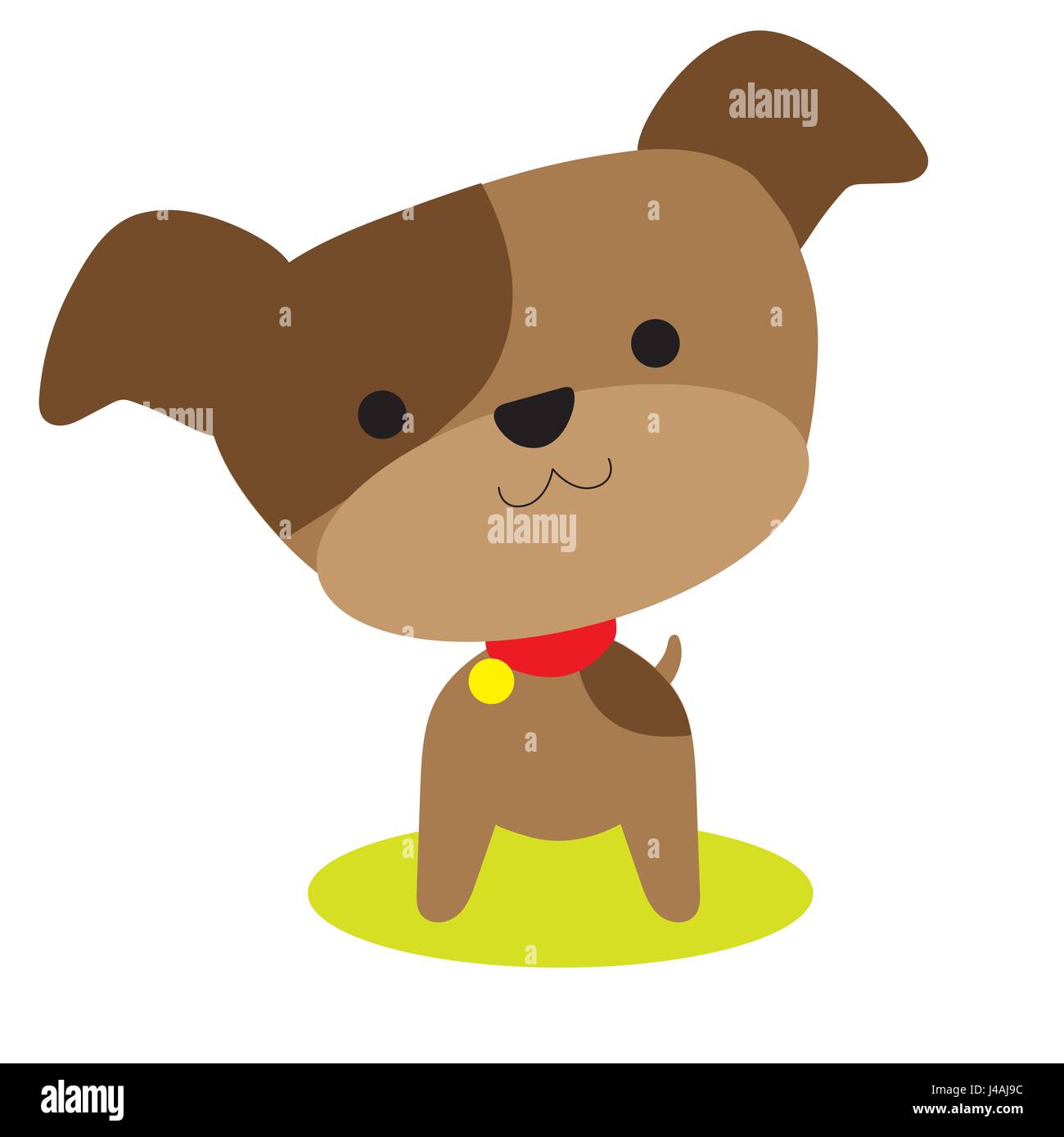 Un adorabile piccolo cucciolo marrone con un colletto rosso Illustrazione Vettoriale
