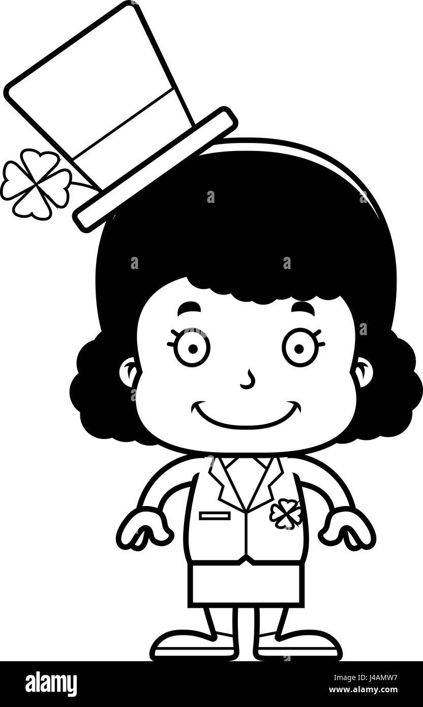 Un cartoon Irish ragazza sorridente. Illustrazione Vettoriale