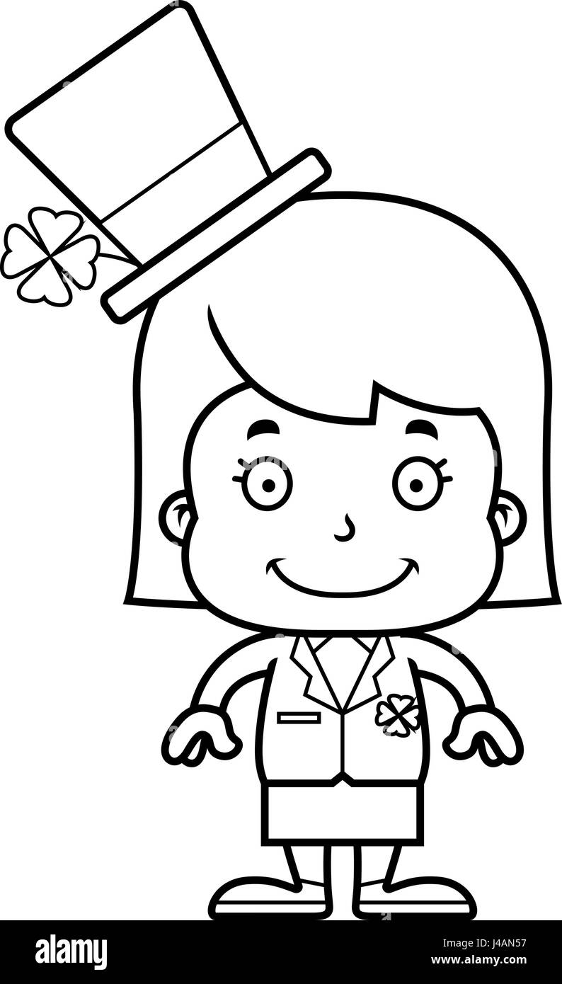 Un cartoon Irish ragazza sorridente. Illustrazione Vettoriale