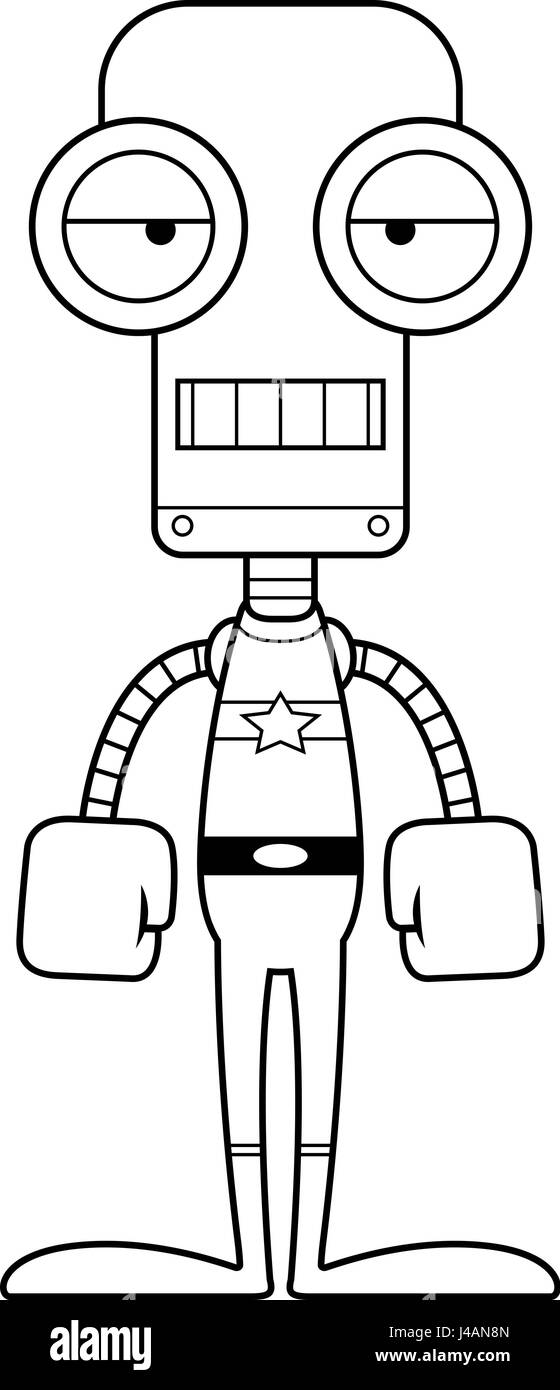 Un supereroe dei cartoni animati robot cercando annoiato. Illustrazione Vettoriale
