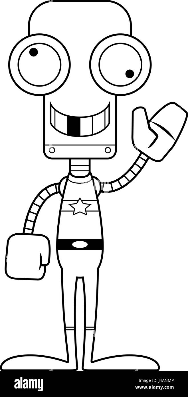 Un supereroe dei cartoni animati robot cercando stupido. Illustrazione Vettoriale