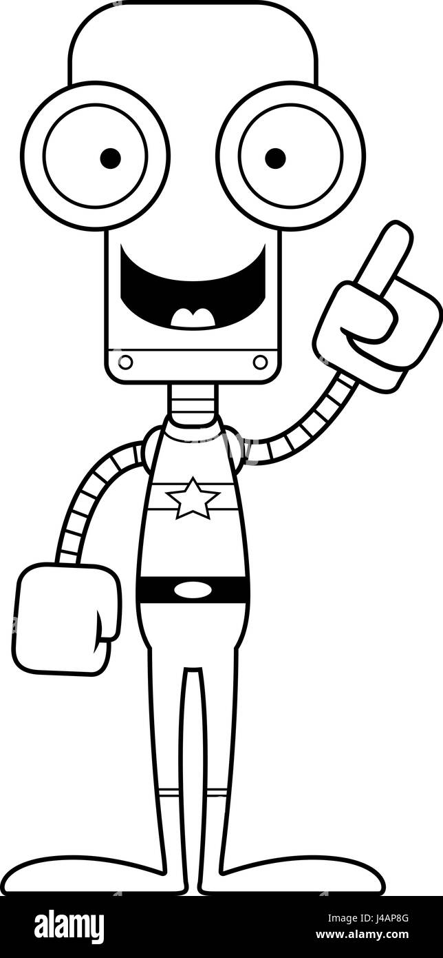 Un supereroe dei cartoni animati robot con un'idea. Illustrazione Vettoriale