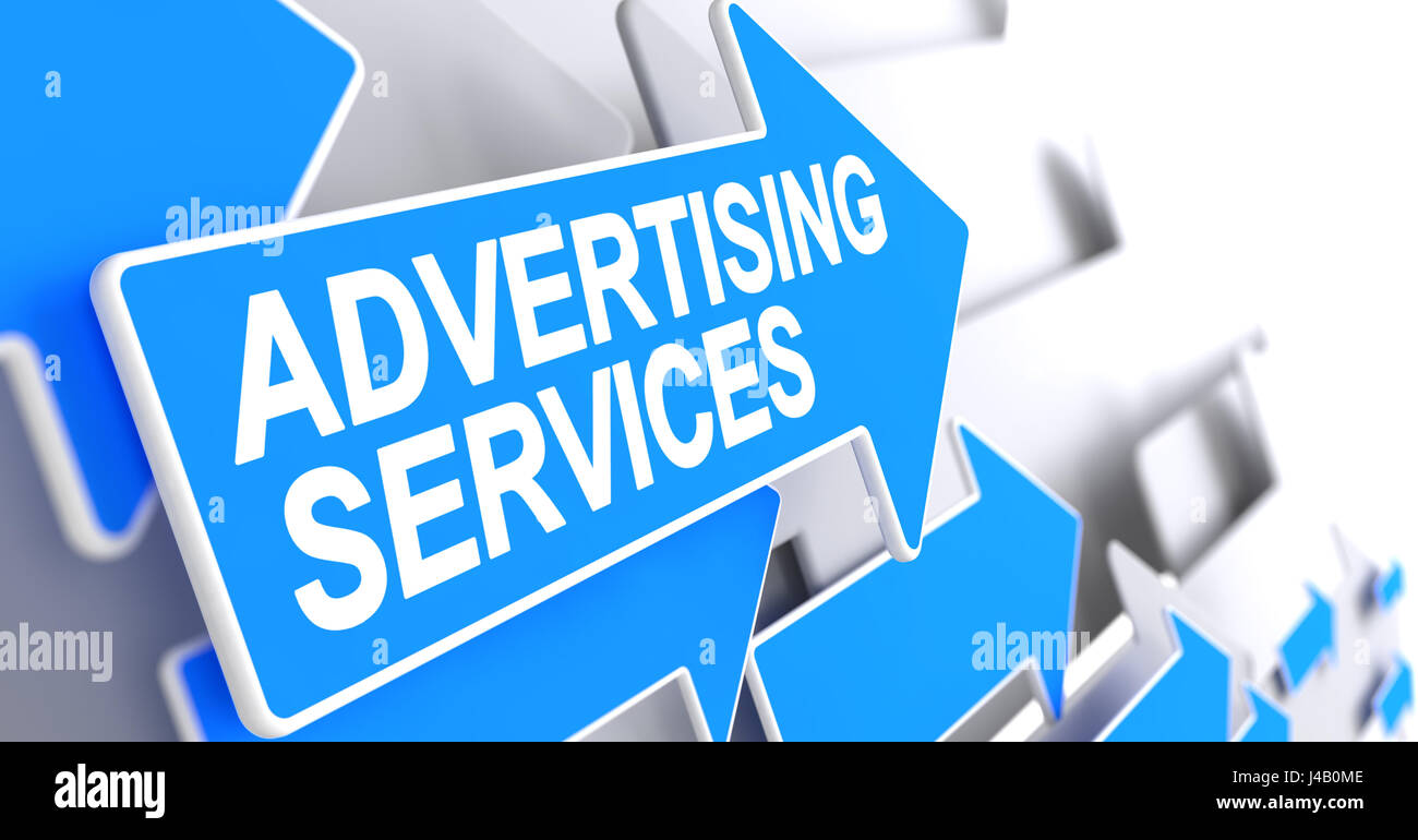Servizi pubblicitari - Messaggio sull'azzurro del puntatore. 3D. Foto Stock