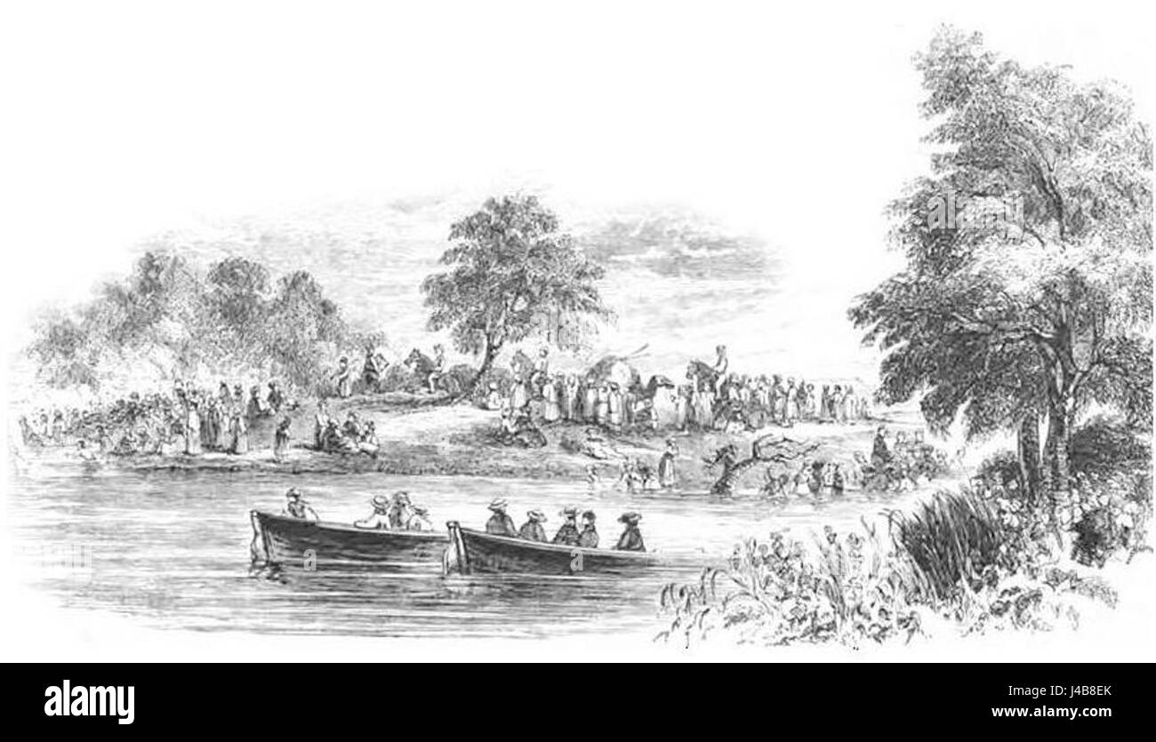 Pellegrini la balneazione in Giordania Foto Stock