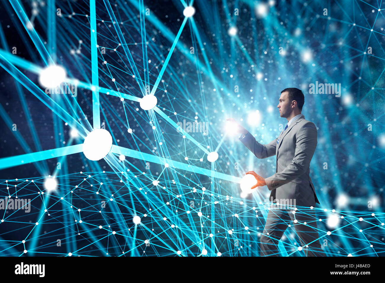 Connessione wireless concept futuristico Foto Stock