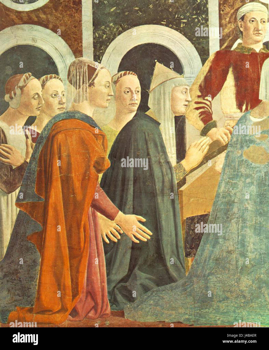 Si tratta di un'opera d'arte o di studio relativa a Piero di Arezzo, che comporta la scoperta e la prova della vera Croce, una significativa reliquia cristiana. Foto Stock