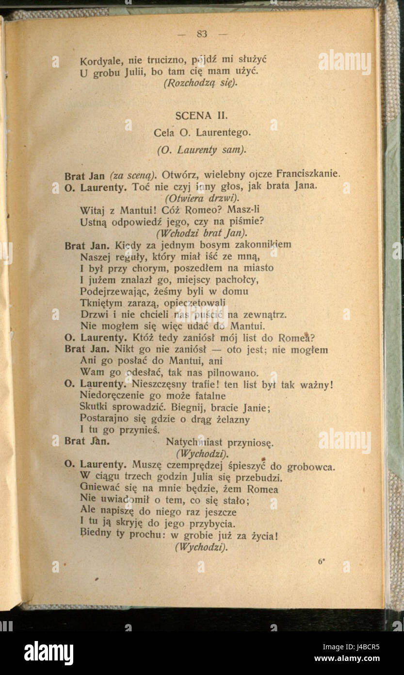 Un riferimento a una versione dell'opera di Shakespeare "Romeo e Giulietta" nella lingua originale, che presenta la tragica storia d'amore tra due giovani amanti di famiglie in lotta. Foto Stock