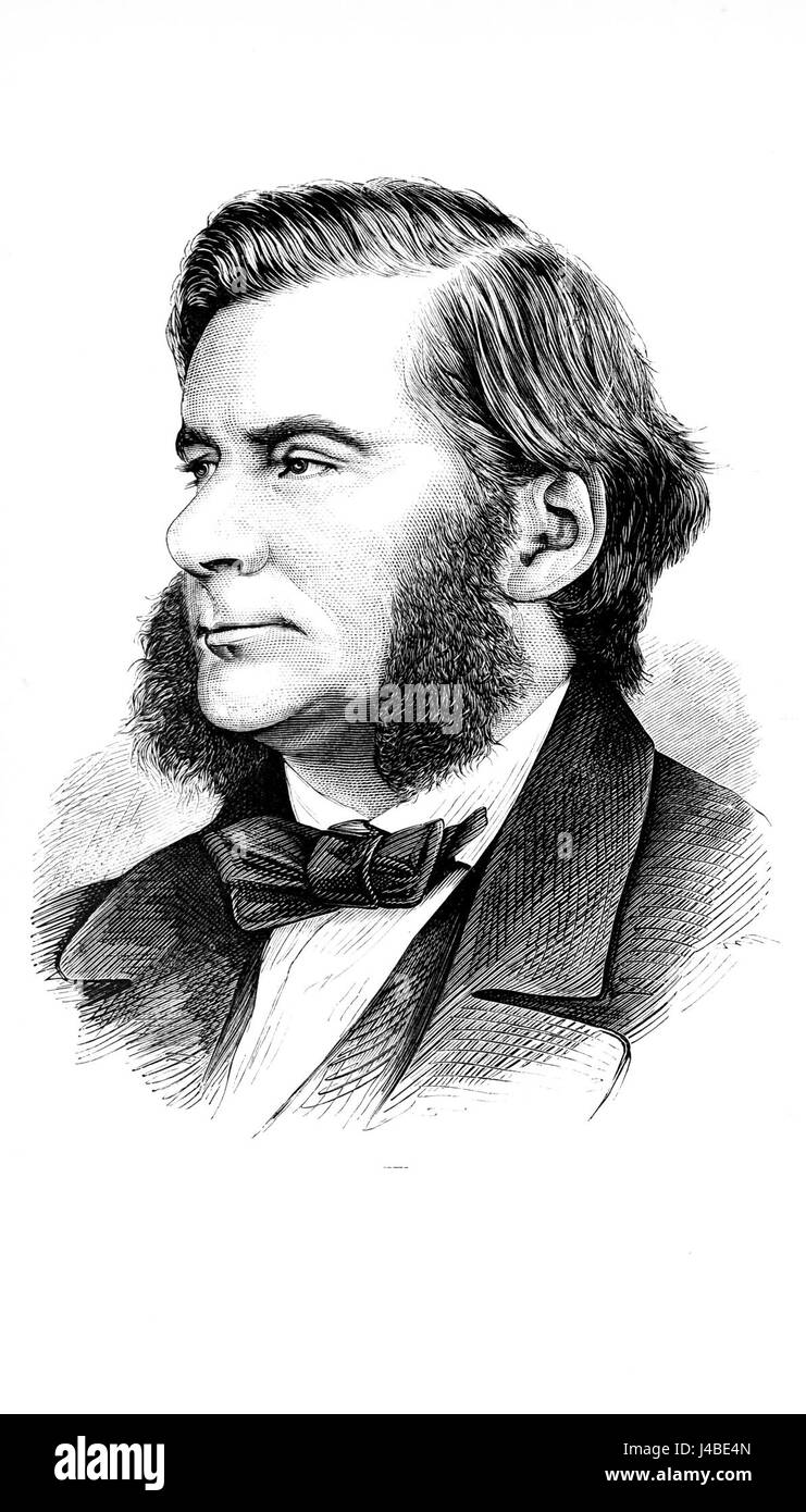 Thomas Henry Huxley fu un importante biologo inglese e sostenitore dell'evoluzione darwiniana. Questa immagine probabilmente fa riferimento al suo lavoro in biologia e ai suoi sforzi per divulgare la teoria dell'evoluzione alla fine del XIX secolo. Foto Stock