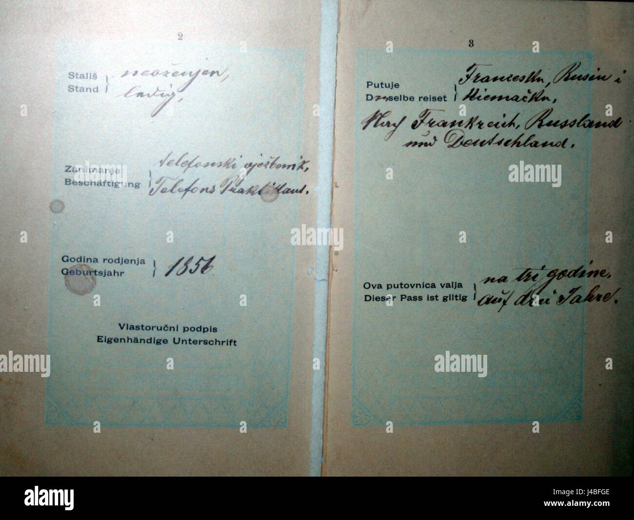 Putovnica Nikola Tesla 01083 Foto Stock