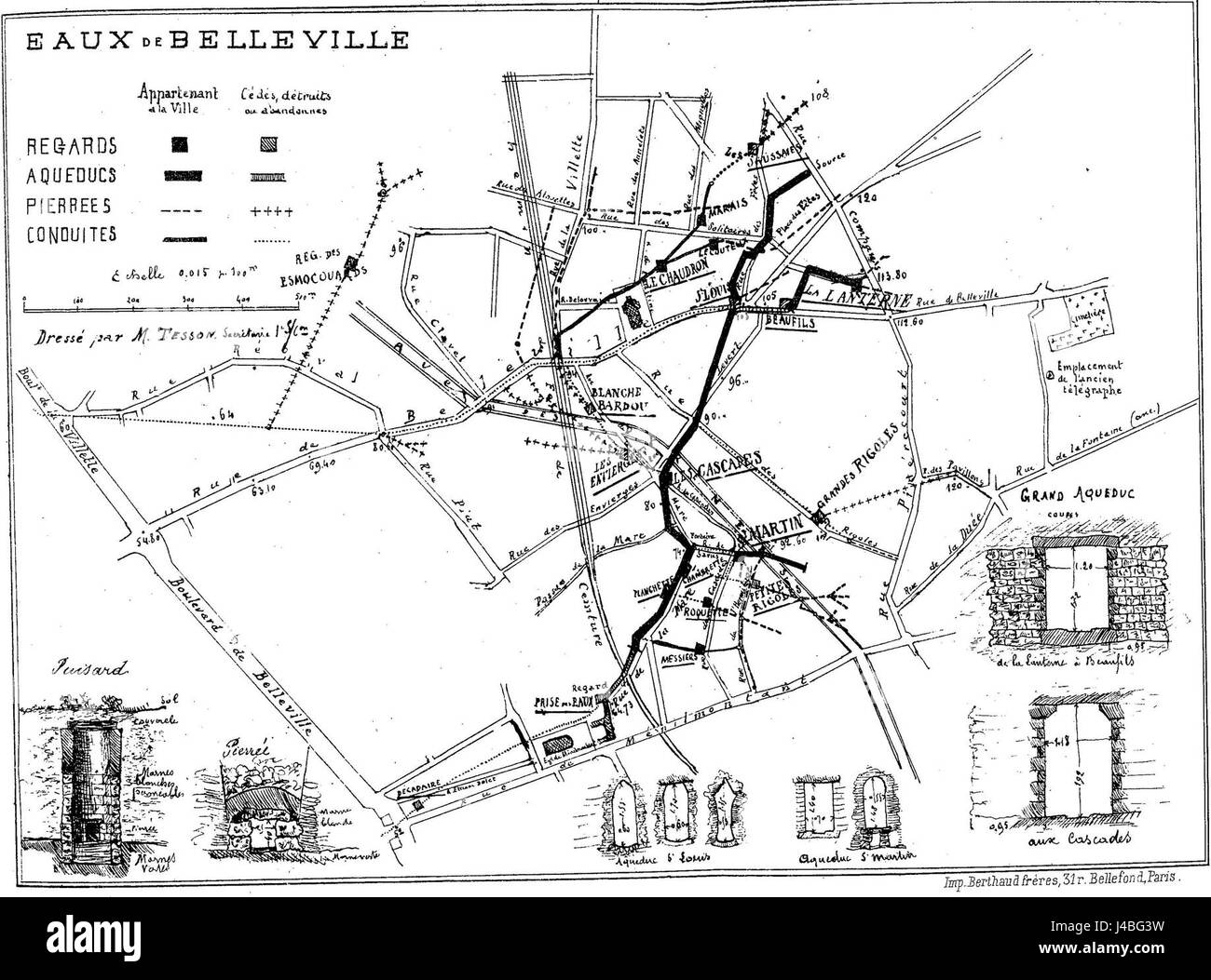 Plan des eaux de Belleville Foto Stock