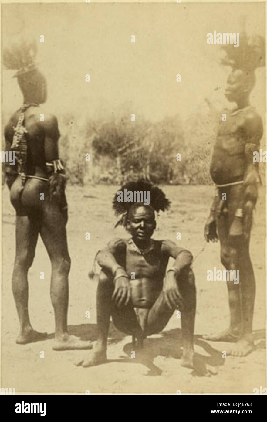 "Richard Buchta Bari men i" è un'immagine della serie fotografica "Bari men" di Richard Buchta, che cattura ritratti di uomini del gruppo etnico barese. La serie fornisce informazioni sull'abbigliamento culturale e le tradizioni di questa comunità africana. Foto Stock