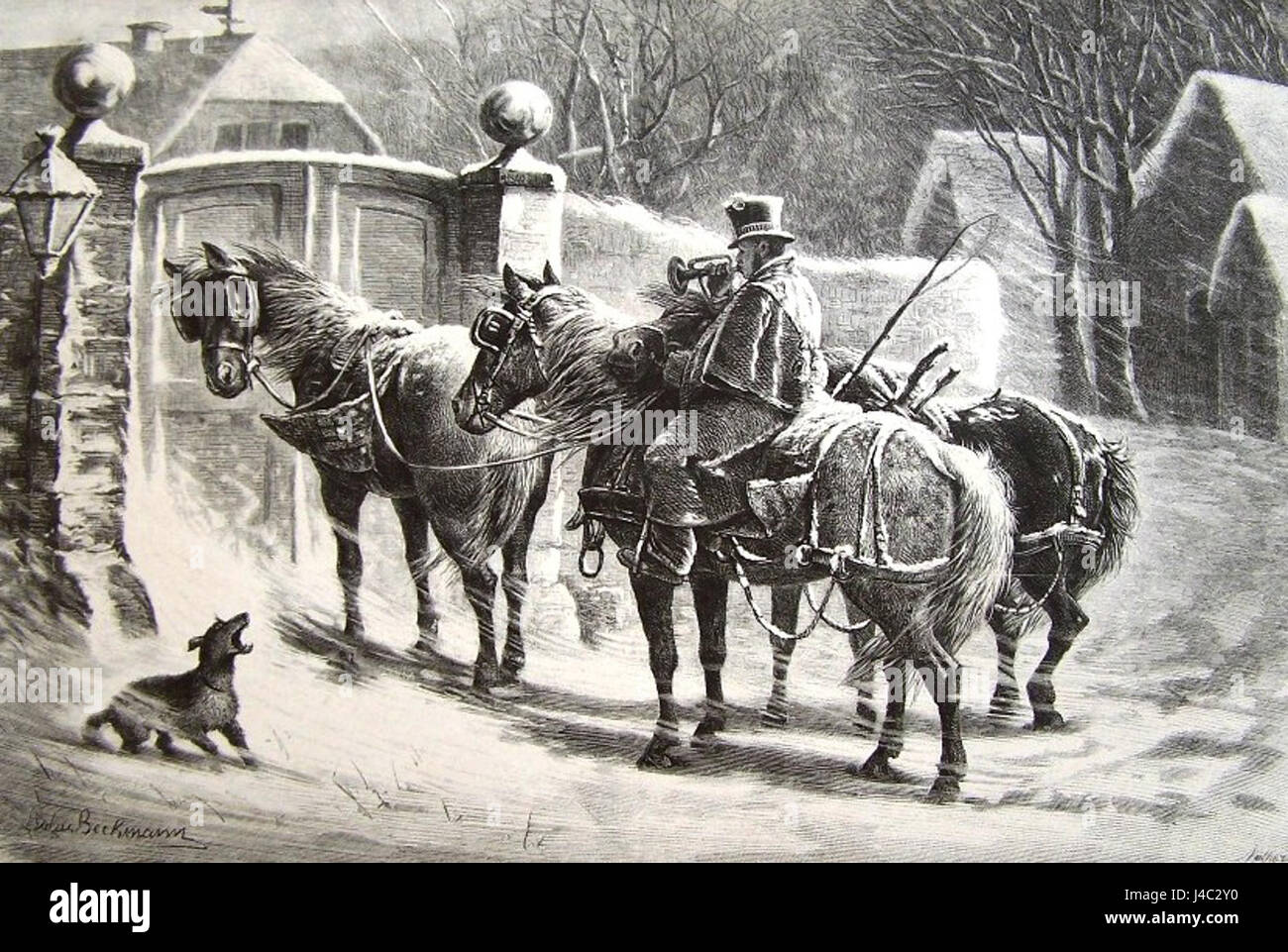 "Postillons Leipzig" si riferisce a un riferimento storico a carrozze e autisti (postilions) a Lipsia, che riflette il sistema di trasporto dell'Europa del XVIII e XIX secolo, mostrando il ruolo degli allenatori nel periodo. Foto Stock