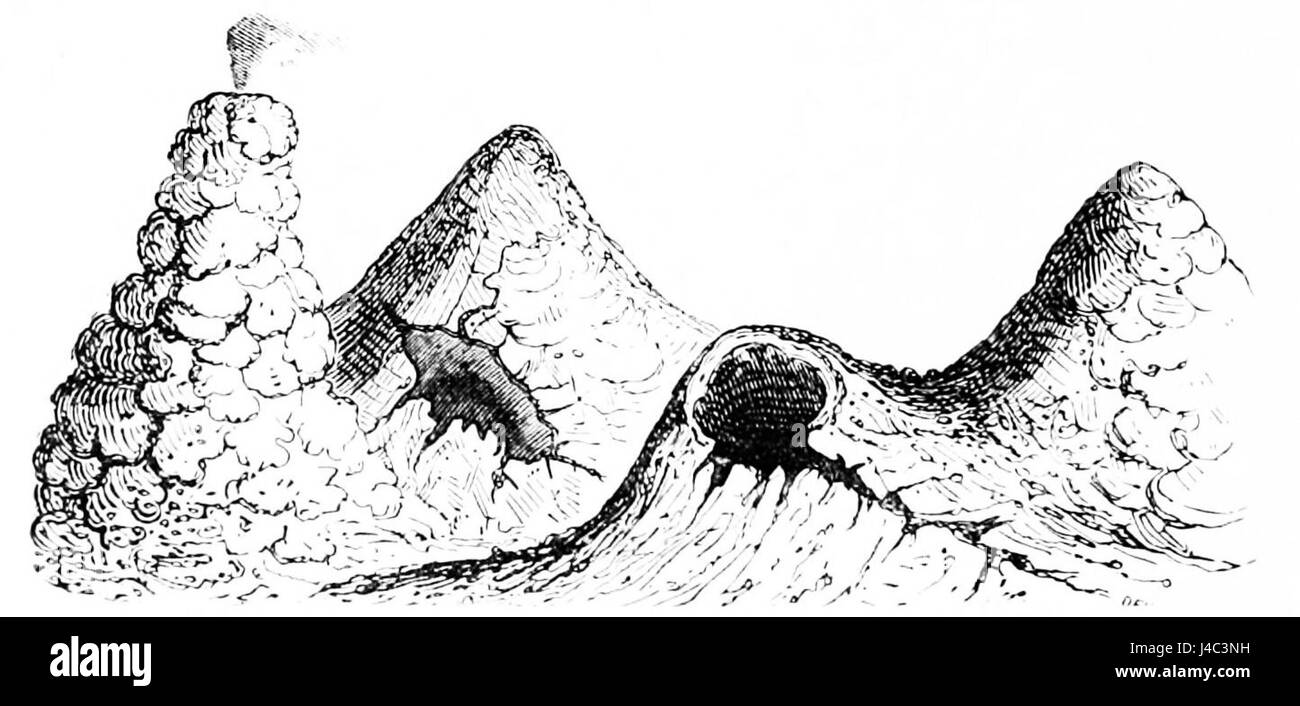 PSM V20 D368 Gruppo di piccoli coni sul vesuvio corrente di lava del 1855 Foto Stock