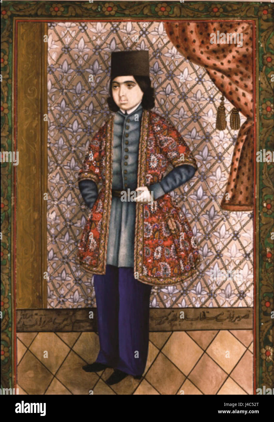 Questo ritratto di Irevani raffigura un giovane uomo, che mostra dettagli del viso e abbigliamento. L'opera enfatizza l'espressione del subjectâ e le caratteristiche giovanili. Foto Stock