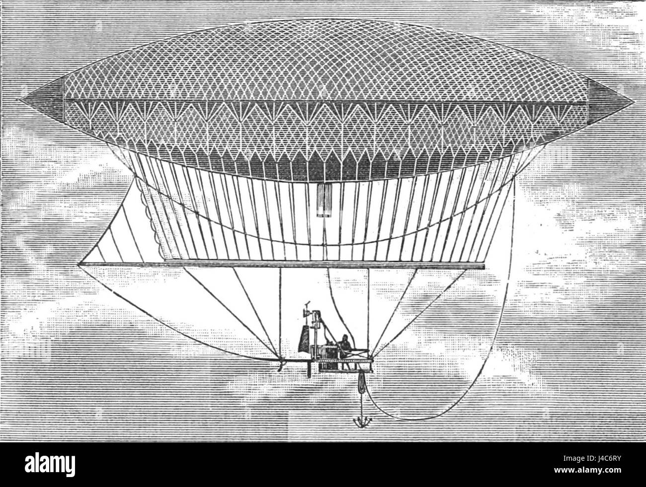 Il piroscafo aereo Giffard, raffigurato nel PSM V27 D316, era un primo dirigibile sviluppato da Henri Giffard. Era una prima forma di dirigibile, un precursore dei moderni viaggi aerei. Foto Stock