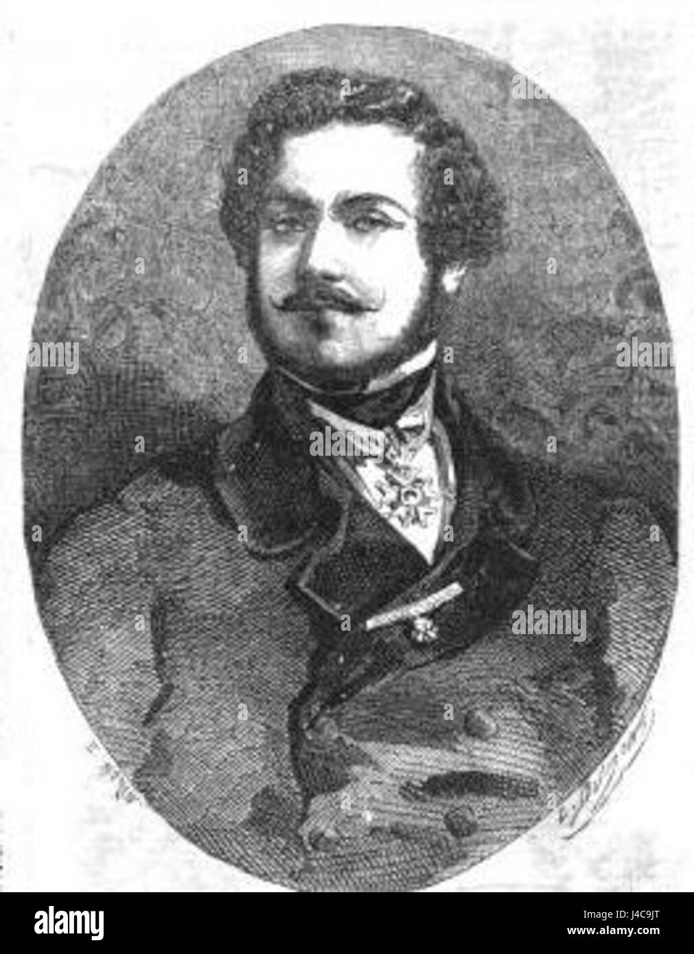 Il ritratto del generale Lopez è un'opera d'arte raffigurante un capo militare, probabilmente del XIX o dell'inizio del XX secolo, che mostra il suo ruolo nella storia militare. Foto Stock