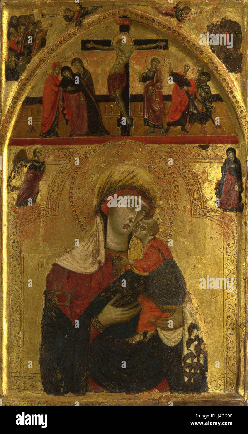 "La Vergine col bambino" è un'opera di Rinaldo da Siena, creata tra il 1265 e il 1275. Questo dipinto medievale raffigura la Vergine Maria con Gesù bambino, che mostra elementi artistici tipici gotici del periodo. Foto Stock "La Vergine col bambino" è un'opera di Rinaldo da Siena, creata tra il 1265 e il 1275. Questo dipinto medievale raffigura la Vergine Maria con Gesù bambino, che mostra elementi artistici tipici gotici del periodo. Foto Stock