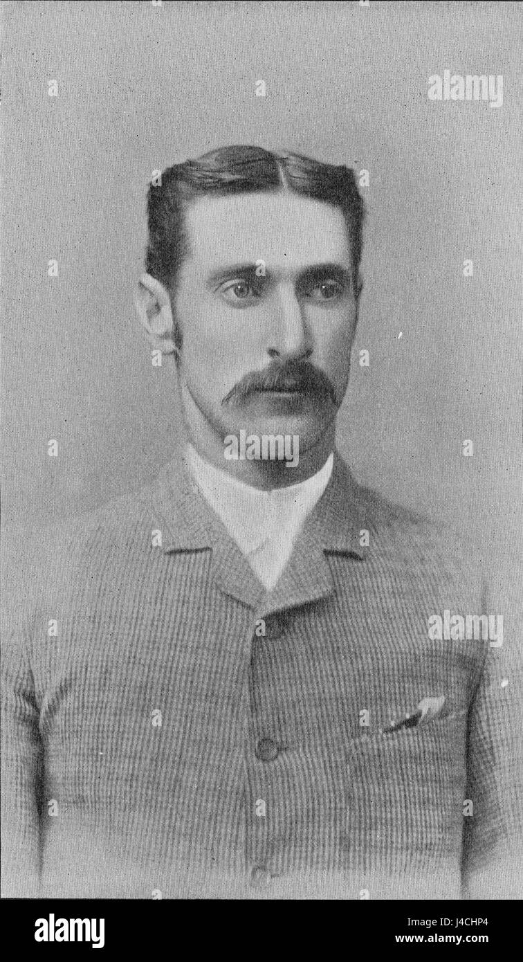 Questo titolo si riferisce a una pagina della storia del cricket del 1897, con F. R. Spofforth, un famoso giocatore di cricket australiano conosciuto come "il giocatore di bowling demone". La pagina probabilmente mette in evidenza la sua leggendaria carriera e il suo impatto sullo sport. Foto Stock